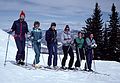 March 2, 1983 - Aspen Highlands, Colorado.<br />Buzzy, Eunice, Jim, Oscar, Leslie, and Dave.