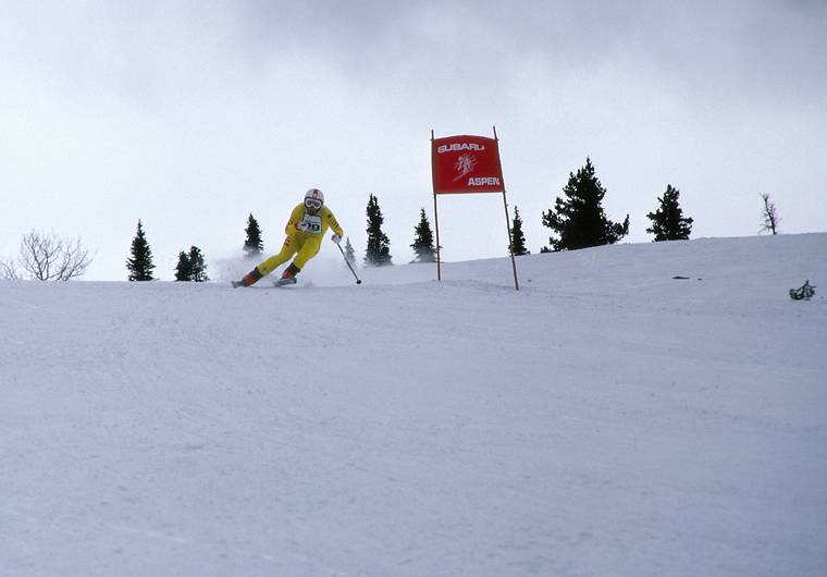 March 3, 1983 - Aspen, Colorado.<br />A Canadian World Cup downhill racer.