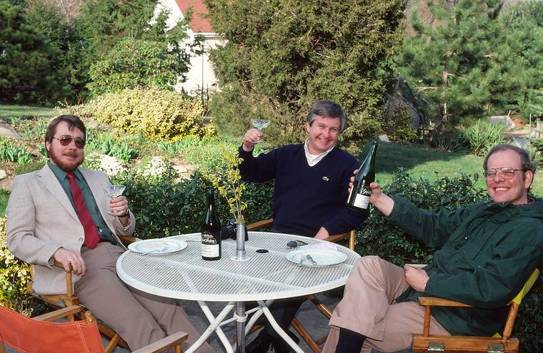 April 23, 1983 - Manchester by the Sea, Massachusetts.<br />Alberts', Arnolds', Juris' and Laila's birthday party.<br />Juris, John, and Juris' friend Jan.