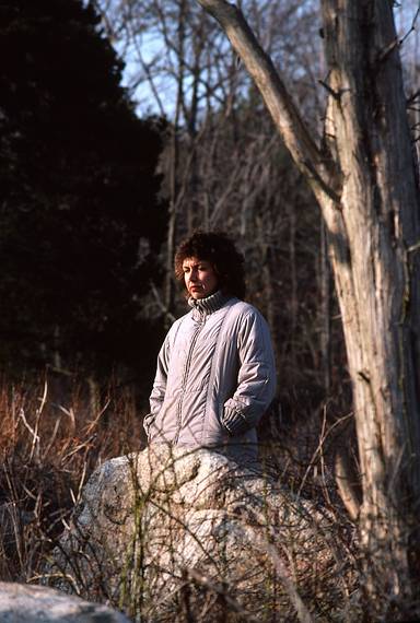 April 23, 1983 - Manchester by the Sea, Massachusetts.<br />Alberts', Arnolds', Juris' and Laila's birthday party.<br />Diane on path along shore on Curtis Estate.