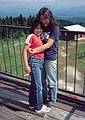 July 9, 1983 - Gunstock Ski Area, New Hampshire.<br />Melody and Joyce atop the observation tower on top of Gunstock Mountain.