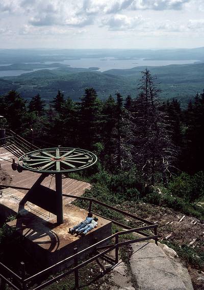 July 9, 1983 - Gunstock Ski Area, New Hampshire.<br />Carl and Eric looking towards Lake Winnipesaukee.