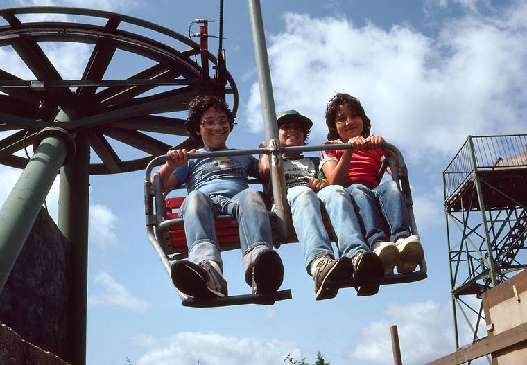 July 9, 1983 - Gunstock Ski Area, New Hampshire.<br />Carl, Eric, and Melody.
