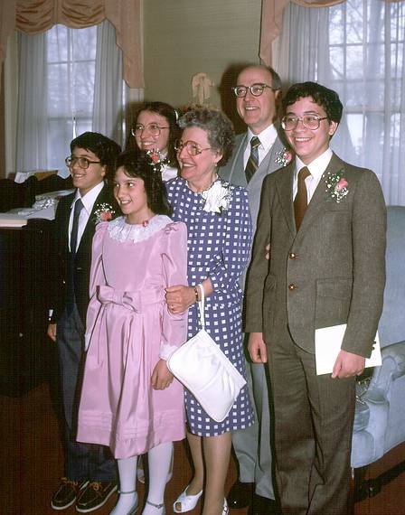 May 5, 1984 - Newburyport, Massachusetts.<br />Joyce's and Egils' wedding.<br />Eric, Melody, Joyce, Marie, Egils, and Carl.