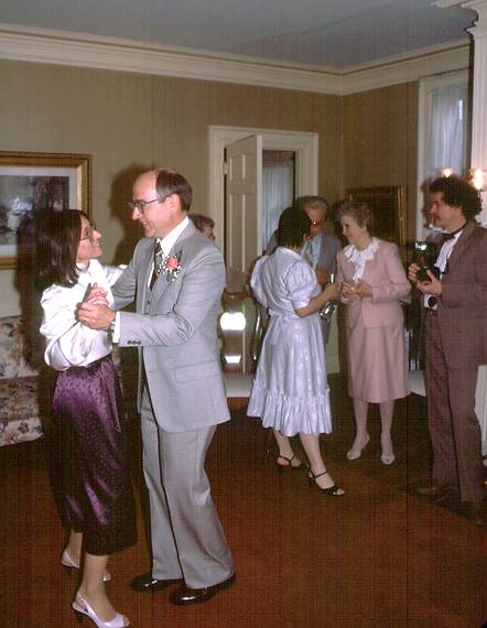 May 5, 1984 - Newburyport, Massachusetts.<br />Joyce's and Egils' wedding.<br />Joyce and Egils dancing with Norma, Joyce's sister, and her husband Paul in back.