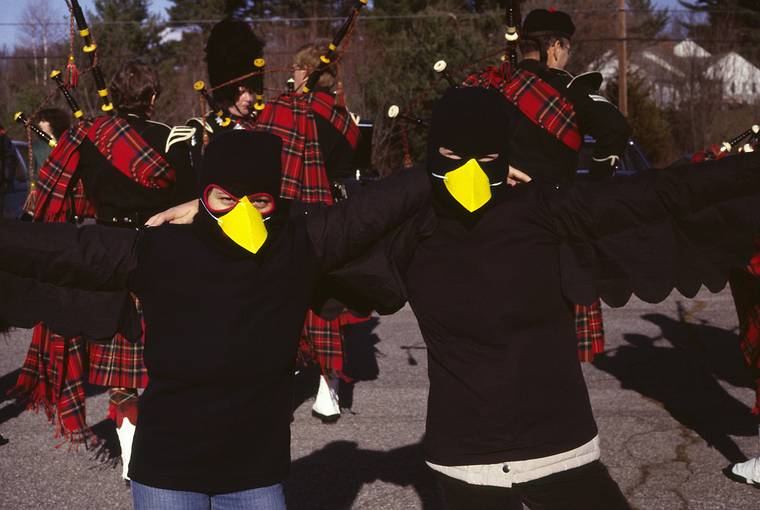 Dec 2, 1984 - Merrimac, Massachusetts.<br />Santa Parade.<br />Melody and Becky as blackbirds.