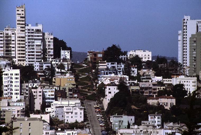 May 9, 1984 - San Francisco, California.<br />Lombard Street as seen from Telegraph Hill.