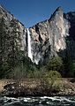 May 10, 1984 - Yosemite Valley in Yosemite National Park. California.<br />Bridal Vail Falls and the Merced River.