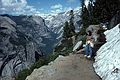 May 11, 1984 - Yosemite Valley in Yosemite National Park.<br />Joyce on 4 Mile Trail, Royal Arches, Tenaga (Teneya?) Creek Valley.