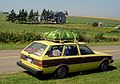 August 28, 1984 - Along Blue Heron Drive, north shore of Prince Edward Island, Canada.<br />All five of us and our camping gear for two weeks fit into Joyce's car.
