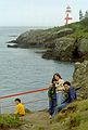 August 30, 1984 - Campobello Island, New Brunswick, Canada.<br />East Quoddy Head lighthouse.<br />Eric, Melody, Joyce, and Carl.
