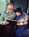 January 1985 - Merrimac, Massachusetts.<br />Egils and Melody reading a picture book.