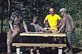 August 4-18, 1985 - Kouchibouguac National Park, New Brunswick, Canada.<br />Egils with some wooden locals.
