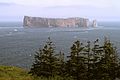 August 4-18, 1985 - Perc, Gasp Peninsula, Quebec, Canada.<br />Perce Rock with a forillon at its south end.