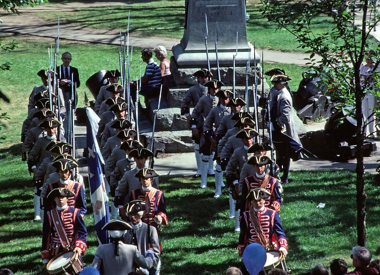 August 4-18, 1985 - Quebec City, Quebec, Canada.<br />Quebec militia preparing to march.