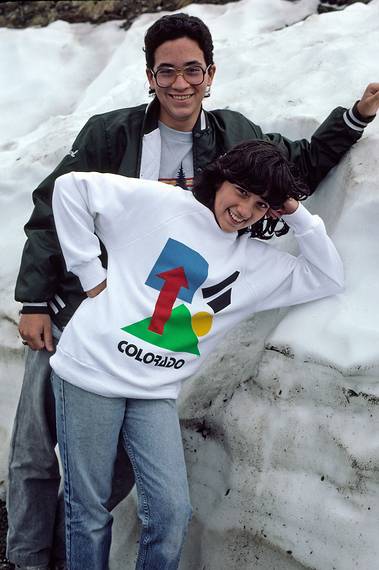 Carl and Melody posing with snow in July.<br />July 23, 1986 - Rocky Mountain National Park, Colorado.