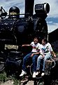 July 24, 1986 - South Park City Museum, Fairplay, Colorado.<br />Eric and Melody on the steam engine.