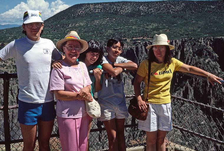 July 25, 1986 - Black Canyon of the Gunnison National Monument, Colorado.<br />Carl, Marie, Melody, Eric, and Joyce.