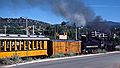 July 26, 1986 - Durango, Colorado.<br />The Durango to Silverton steam train is departing.
