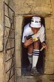 July 27, 1986 - Mesa Verde National Park, Colorado.<br />Carl exiting Balcony House.