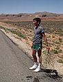 July 27, 1986 - Eric with tumbleweed along US-191 (Arizona/Utah).