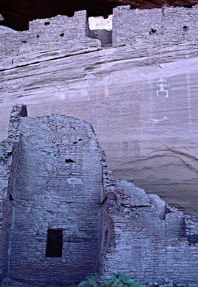 July 31, 1986 - Canyon de Chelly National Monument, Arizona.<br />White House Ruins and petroglyphs with bullet holes.