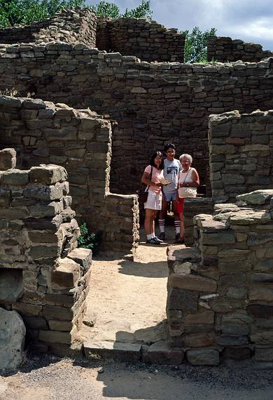 August 1, 1986 - Aztec Ruins National Monument, Aztec, New Mexico.<br />Joyce, Carl, and Marie.