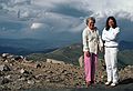 August 4, 1986 - Ride up Mt. Evans (4346m=14258'), Colorado.<br />Marie and Joyce at the summit.