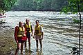 July 13, 1987 - The Forks, Maine.<br />White water rafting on the Kennebeck River with Crabapple.<br />Egils, Tom, and Carl in the Kennebeck River.