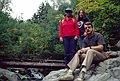 Sept. 6, 1987 - Mt. Washington area, New Hampshire.<br />Hike from Pinkham Notch to Lakes of the Clouds AMC hut.<br />Nancy, Joyce, and Juris on Tuckerman Ravine Trail at bridge over the Ellis River.