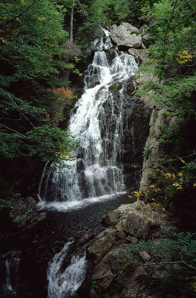 Sept. 6, 1987 - Mt. Washington area, New Hampshire.<br />Hike from Pinkham Notch to Lakes of the Clouds AMC hut.<br />Ellis River waterfall (Crystal Cascade?) from trail from Tuckerman Ravine Trail.