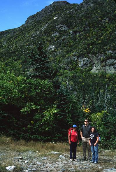 Sept. 6, 1987 - Mt. Washington area, New Hampshire.<br />Hike from Pinkham Notch to Lakes of the Clouds AMC hut.<br />Nancy, Juris, and Joyce at Hermit Lake.