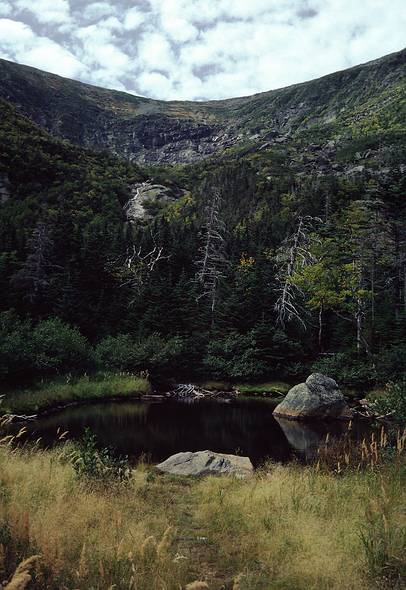 Sept. 6, 1987 - Mt. Washington area, New Hampshire.<br />Hike from Pinkham Notch to Lakes of the Clouds AMC hut.<br />Hermit Lake and Tuckerman Ravine.