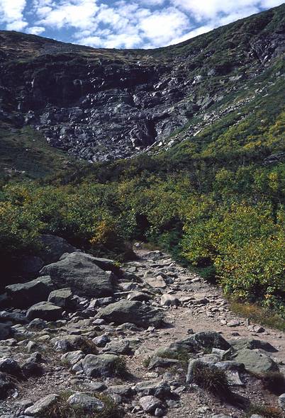 Sept. 6, 1987 - Mt. Washington area, New Hampshire.<br />Hike from Pinkham Notch to Lakes of the Clouds AMC hut.<br />Trail into Tuckerman Ravine.