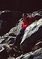 Sept. 6, 1987 - Mt. Washington area, New Hampshire.<br />Hike from Pinkham Notch to Lakes of the Clouds AMC hut.<br />Nancy Reyes on Tuckerman Ravine headwall.