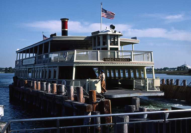 May 1, 1987 - Magic Kingdom at Walt Disney World, Orlando, Florida.<br />The paddle boat "Magic Kingdom I" that took us from the parking area to the Kingdom.