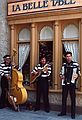 May 2, 1987 - Epcot Center at Walt Disney World in Orlando, Florida.<br />French musicians playing outside the La Belle Table restaurant.