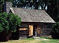 August 16-30, 1987 - Camping on Burton Island on Lake Champlain, Vermont.<br />Daytrip to the Shelburne Museum in Shelburne, Vermont.<br />Joyce at 1790s settlers' house.