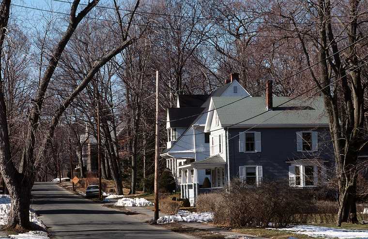 Feb. 28, 1988 - Merrimac, Massachusetts.<br />Woodland Street.