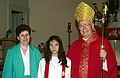 May 4, 1988 - Merrimac, Massachusetts.<br />Melody's confirmation.<br />Joy (Melody's godmother), Melody, and the bishop.