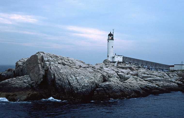 July 16, 1988 - On ferry from Starr Island to Portsmouth, New Hampshire.<br />Brian's and Anne's  wedding on Starr Island.<br />White Island (one of the Isles of Shoals) and its lighthouse as seen from ferry back to Porthsmouth.