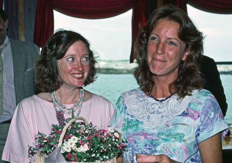 July 16, 1988 - On ferry from Starr Island to Portsmouth, New Hampshire.<br />Brian's and Anne's  wedding on Starr Island.<br />Anne and Cindia.