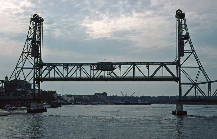 July 16, 1988 - On ferry from Starr Island to Portsmouth, New Hampshire.<br />Brian's and Anne's  wedding on Starr Island.<br />Route US-1 bridge in the up position to let us through.