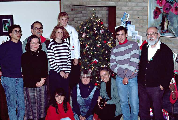 Dec. 29, 1988 - At Uldis' and Edite's in Frederick, Maryland.<br />Eric, Joyce, Ronnie, Melody, Krista, Laila, Edite, Baiba, Julian, and Egils.