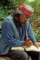 August 16, 1988 - Seattle, Washington.<br />We bought the fish that this Native American artist was carving.
