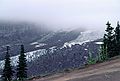 August 17, 1988 - Mt. Rainier, Washington.<br />Hike from Paradise to Panorama Point.<br />Emmons Glacier disappearing in the clouds.