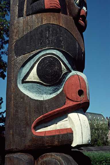 August 21, 1988 - Victoria, British Columbia, Canada.<br />Totem pole detail.
