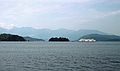 August 25, 1988 - On the Earls Cove-Saltery Bay Ferry, British Columbia, Canada.<br />Another ferry heading north.