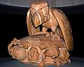 August 26, 1988 - Vancouver, Canada.<br />Museum of Anthropology at the University of British Columbia.<br />Wood sculpture "Raven and the First Men" by Bill Reid.