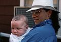 June 25, 1989 - Lawrence, Massachusetts.<br />Michael's christening.<br />Carl holding Michael.